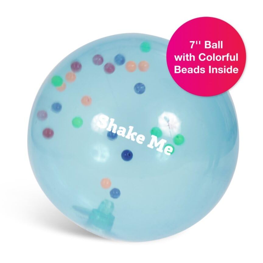 Edushape Bola sensorial de bola suave arcoíris para bebés y niños pequeños  7 pulgadas desinflada multicolor mini bola ruidosa con cuentas coloridas