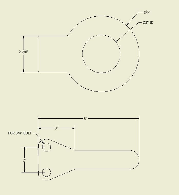 Anillo de lunette de acero chapado en zinc, diámetro interior de 3 pulgadas, 24,000 libras, requiere montaje en canal