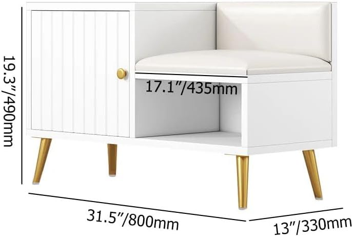 homary Banco moderno para zapatos con almacenamiento, banco de almacenamiento de entrada con asiento tapizado (blanco)