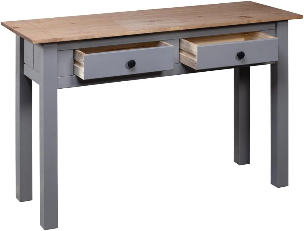 Mesa consola de madera maciza con 2 cajones, mesa auxiliar de madera para sofá, mesa de entrada para sala de estar, pasillo, entrada, madera de pino