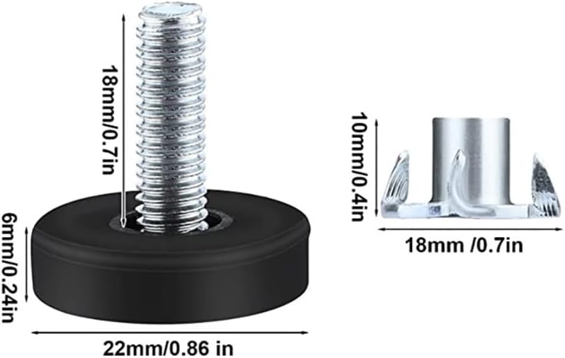 20 niveladores de patas de muebles de rosca, niveladores ajustables para sillas de mesa, pies deslizantes, patas de silla, protectores de suelo para