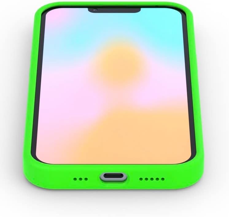 FELONY CASE – Funda para iPhone 12 Pro Max – Funda de silicona verde neón  Silicona líquida con forro de microfibra antiarañazos, funda protectora a