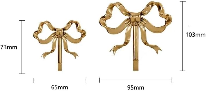 Gancho de ropa nórdico retro dorado para dormitorio, porche, baño, decoración de lujo, latón macizo, gancho de pared con forma de lazo (más grande)