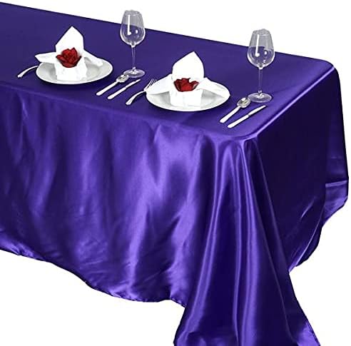 BalsaCircle Mantel rectangular de satén morado de 90 x 132 pulgadas para mesa de boda, fiesta, recepción, eventos, cocina y comedor