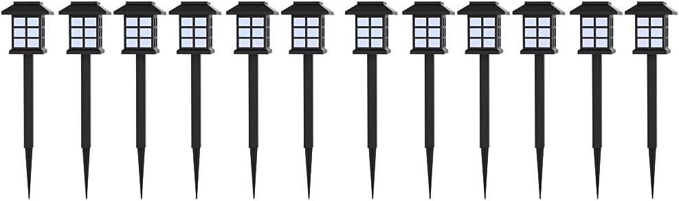 Pure Garden Luces solares (juego de 6) – Lámpara LED para exteriores, para jardines, caminos y patios, color negro, 15 pulgadas de alto x 3.25