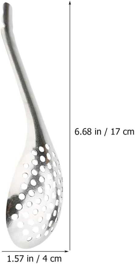 Gadpiparty 6 cucharas de esferificación de acero inoxidable para caviar pequeñas cucharas ranuradas para sacar aceitunas alcaparras para tarro de