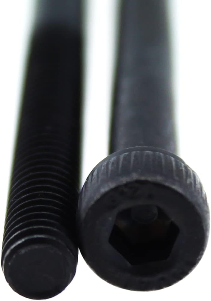 MTQY Perno de tornillo de máquina de cabeza hexagonal hexagonal de 2.362 in, perno de extensión cilíndrico de acero al carbono negro M4, 10 Uds