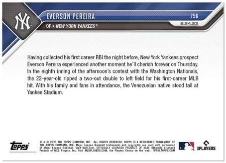 Everson Pereira Collects First Big-league Hit Topps Now Purple Parallel Card 756 – Slabbed Baseball Cards