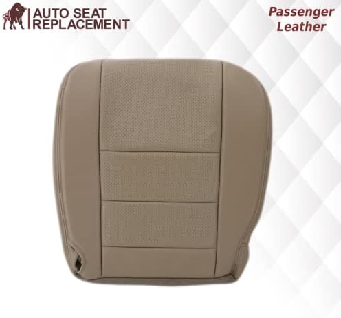 2002 2003 Ford F250 F350 Lariat Crew Cab Funda de asiento de cuero genuino de repuesto, con insertos perforados (parte inferior del pasajero, marrón
