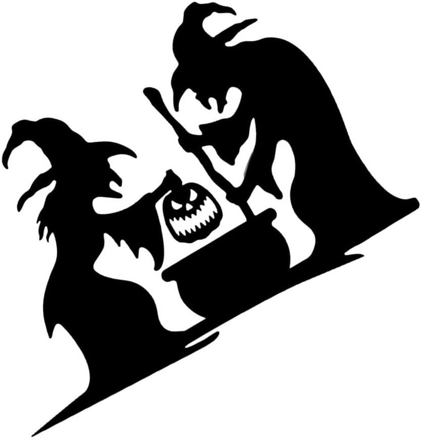 Decoración de silueta de bruja de Halloween para exteriores, 2 brujas negras grandes con caldero, silueta aterradora, reflectantes, impermeables, de