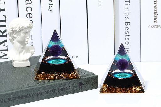 YATOJUZI Cristales de pirámide de orgón de 2.4 pulgadas, amatista, obsidiana, chakras, reiki, piedras preciosas de orgonita para energía positiva,