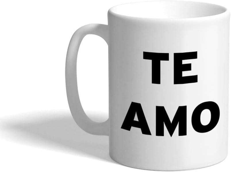 Taza de café de cerámica de 11 onzas Te Amo Love Valentines idiomas extranjeros, taza de té blanca, diseño español solamente