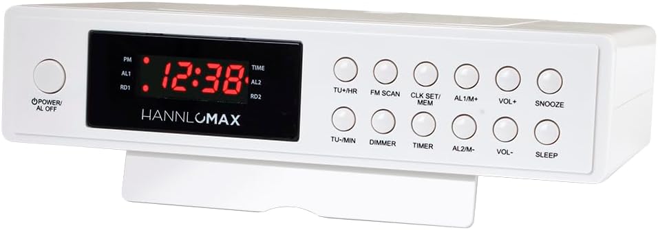 HANNLOMAX HX-155CR Radio Reloj de Cocina con Tiempo de Cocción, Pantalla LED Roja.