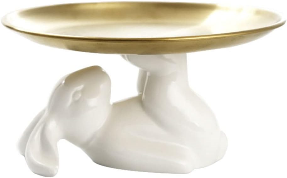 Operitacx Conejito Cupcake Stand Conejo Cerámica Postre Plato Cerámica Pastel Platos Postre Servidor de Alimentos Bandeja de Joyas Snack Plato de