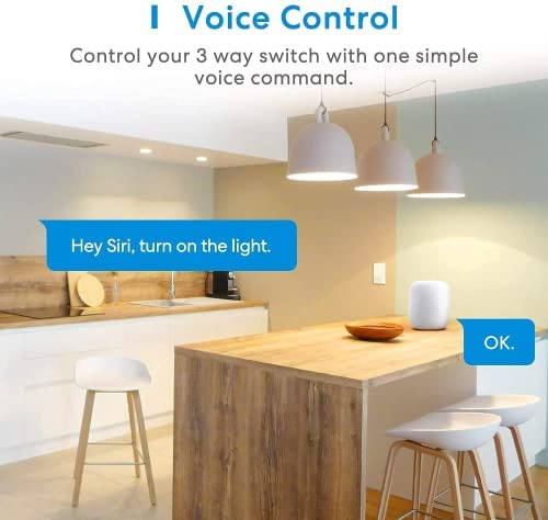 meross Interruptor inteligente de 3 vías, interruptor de luz inteligente compatible con Apple Homekit, Siri, Alexa y SmartThings, interruptor de luz