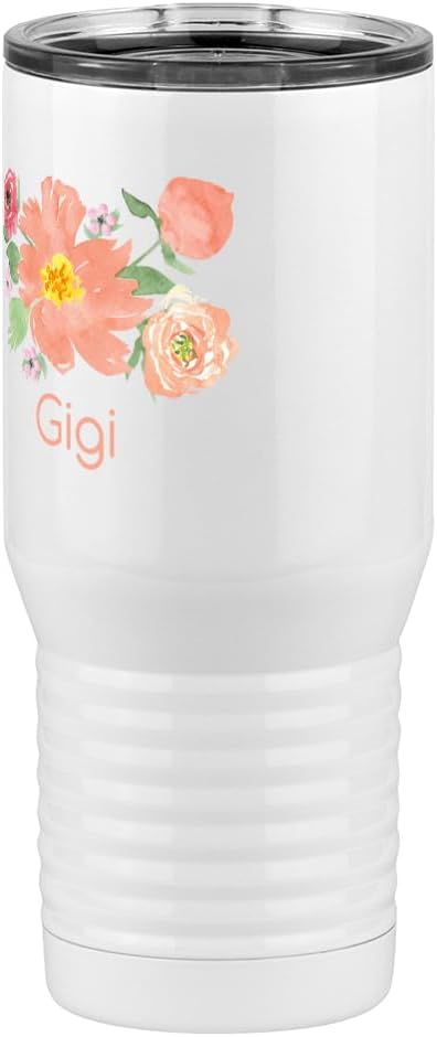 Gigi Flowers – Vaso alto para café de viaje, color blanco de 20 onzas, color camello polar, acero inoxidable, aislado al vacío