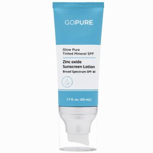 goPure Glow Pure Mineral SPF 40 PA +++ Protector solar facial probado por dermatólogos Hidratante teñido con SPF Piel brillante protegida Sin goPure Glow Pure Mineral SPF 40 PA +++ Protector solar facial probado por dermatólogos Hidratante teñido con SPF Piel brillante protegida Sin