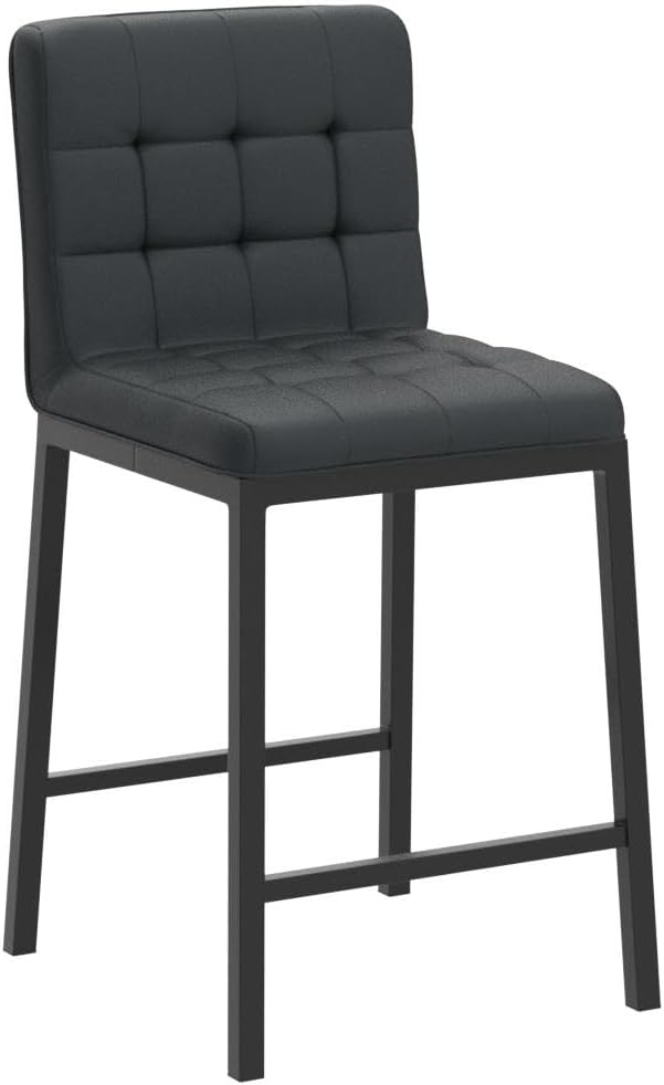 E&D FURNITURE Taburetes de bar de 26 pulgadas con respaldo, patas de metal, cuero sintético, moderno tapizado, altura de mostrador para encimera de