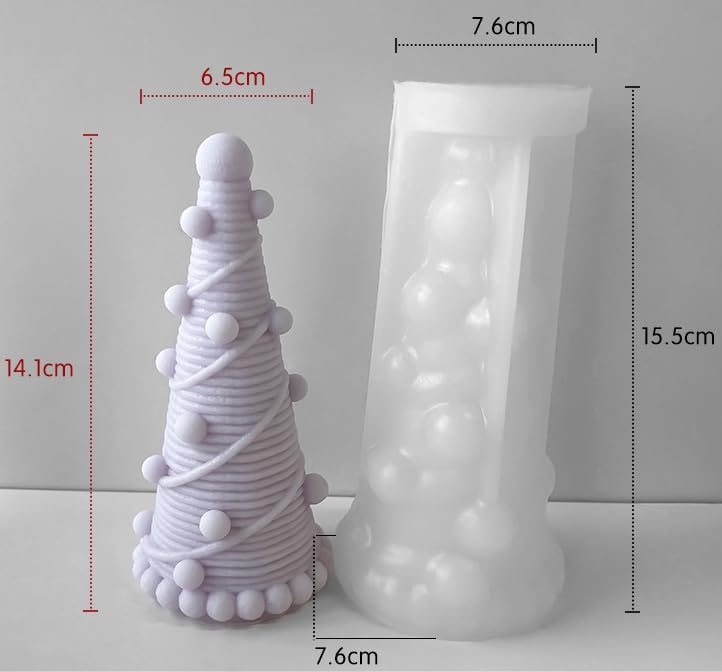 TOPYS KnittingTree – Molde de vela de lana para árbol de Navidad, molde de resina de silicona 3D para bricolaje, aromaterapia, velas, jabón, arcilla