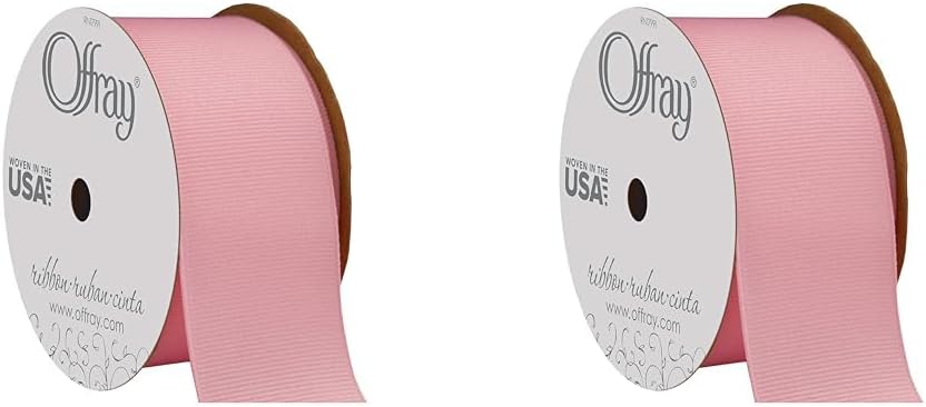 Offray 63088 Cinta de grogrén de 1.5 pulgadas de ancho, 1-12 pulgadas x 12 pies, rosa (paquete de 2)