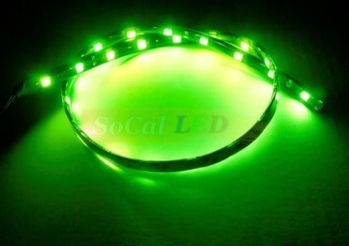 SOCAL-LED 2X 23.6in 24″ verde flexible tiras LED de alta potencia brillante 5050 12 SMD coche DRL bajo tablero acento luz, impermeable, cortable
