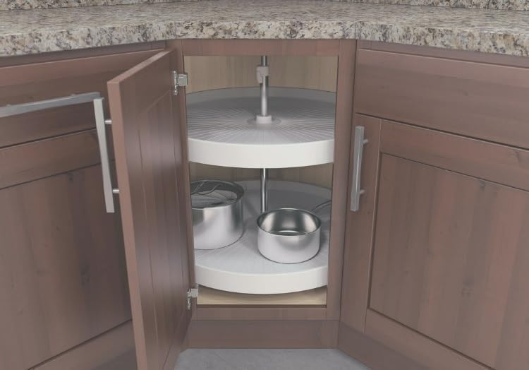 Vath-Sagel – Juego de 2 estantes para armarios esquineros diagonales de cocina, fabricado en Alemania (24 pulgadas, redondo)