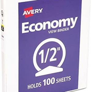 Avery Productos – Avery – Carpeta económica de vinilo redondo con anillas, capacidad de 12 pulgada, color blanco – Se vende como 1 cada uno – Avery Productos – Avery – Carpeta económica de vinilo redondo con anillas, capacidad de 12 pulgada, color blanco – Se vende como 1 cada uno –