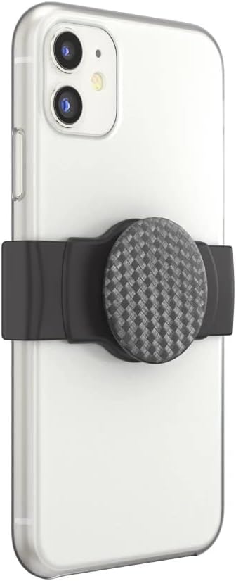 PopSockets – Agarre para teléfonos y fundas, agarre deslizable para teléfono con soporte expandible, bordes cuadrados, tejido de carbonita negra