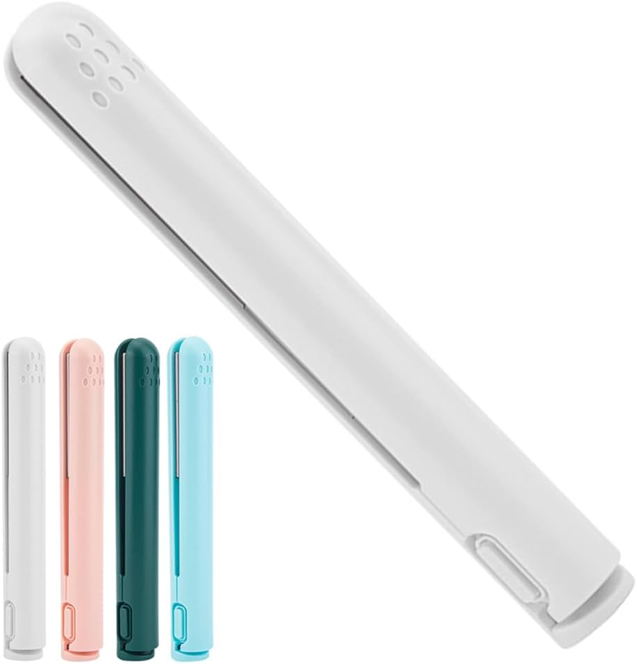 Mini rizador de doble propósito, mini plancha plana 2 en 1, rizador de pelo pequeño recargable por USB para cabello corto y largo (blanco)
