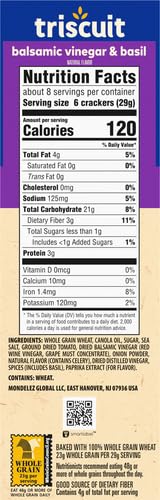 TRISCUIT Galletas, vinagre balsámico y sabor a albahaca, 1 caja (8.5 oz)