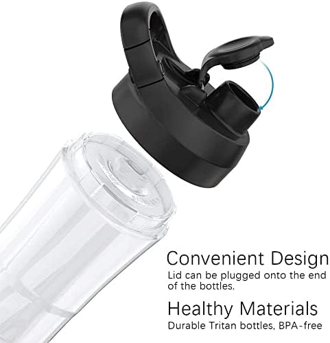 Licuadora personal, mini licuadora portátil de 300 W para batidos y batidos, licuadora pequeña de una sola porción con 2 botellas de viaje Tritan