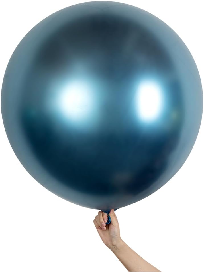Balloonify – Globos gigantes de 36 pulgadas, 10 globos gruesos, látex fuerte, relleno de helio o aire, globos redondos gigantes azules metálicos,