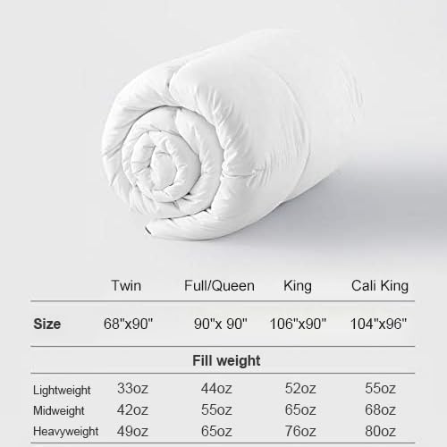 DWR Edredón de plumón prémium de 90 x 90 pulgadas, funda de algodón 100% agradable a la piel, acolchado de peso medio para todas las estaciones