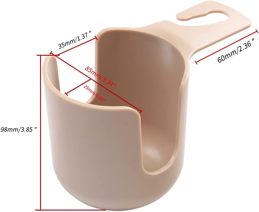 Car Seat Headrest Hook Hanger Storage Organizer Universal with Cup Holder for Handbag fit Universal Vehicle Car (Beige)