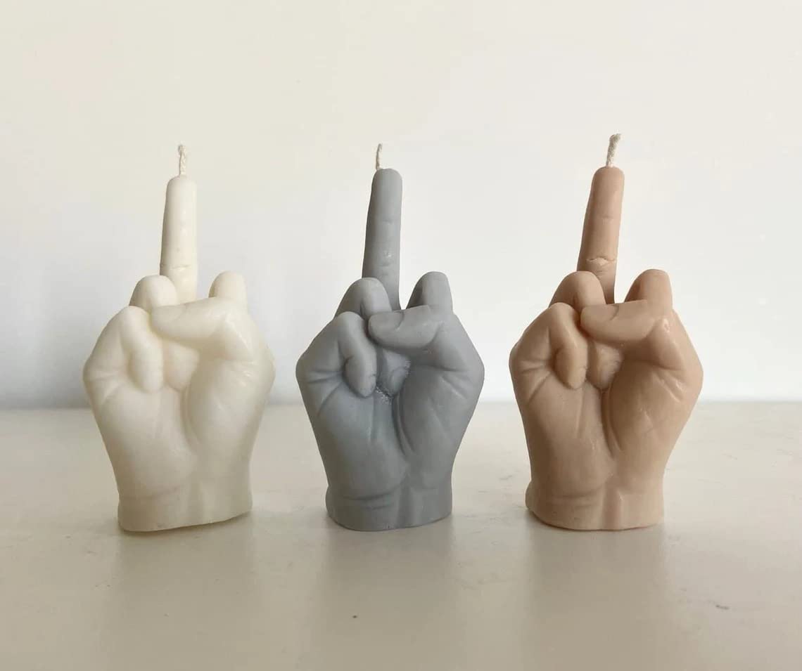 Middle Finger Candle, Homemade soy candle, Hand Fuck Candle, Teen Room Decor Candle, Funny Aeshetic Candle, Hippie Candle (Light Blue, GREEN TEA)