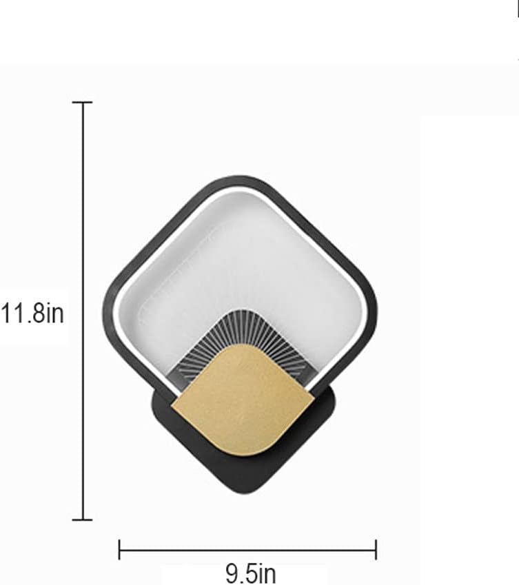 Lámpara de pared de aluminio de metal con pantalla acrílica, aplique de pared LED de atenuación de tres colores para dormitorio, sala de estar,