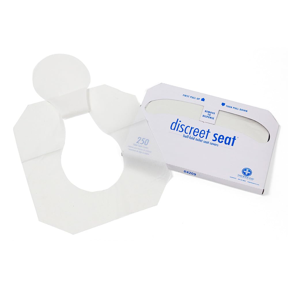 HOSPECO Fundas discretas para asiento de inodoro de media pliegue, 14.25 x 16.5, blanco, 250paquete, 20 paquetescartón