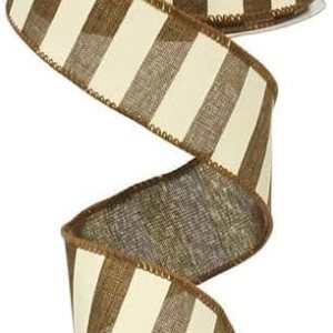 Cinta con alambre de rayas horizontales marrón y blanco, 1.5 pulgadas x 10 yardas (30 pies) Cinta con alambre de rayas horizontales marrón y blanco, 1.5 pulgadas x 10 yardas (30 pies)