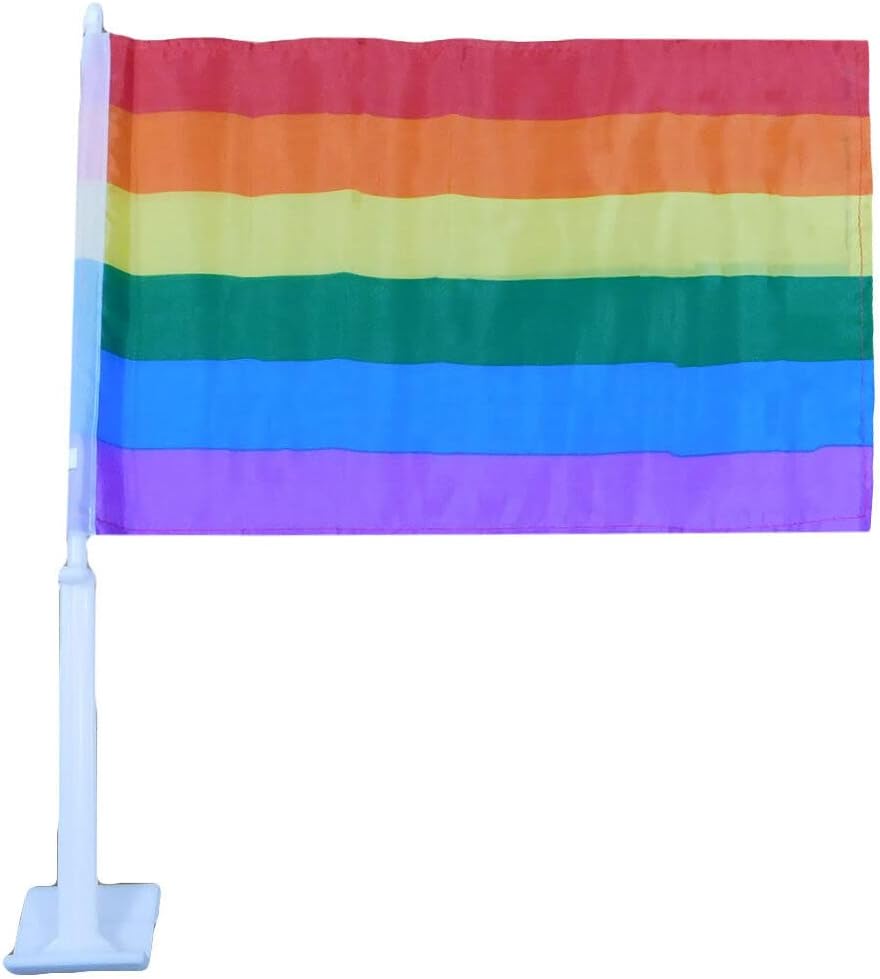 Premium 12 Pack Striped 2-Sided 12″x18″ Rough Tex 68D Nylon Car Vehicle Flag