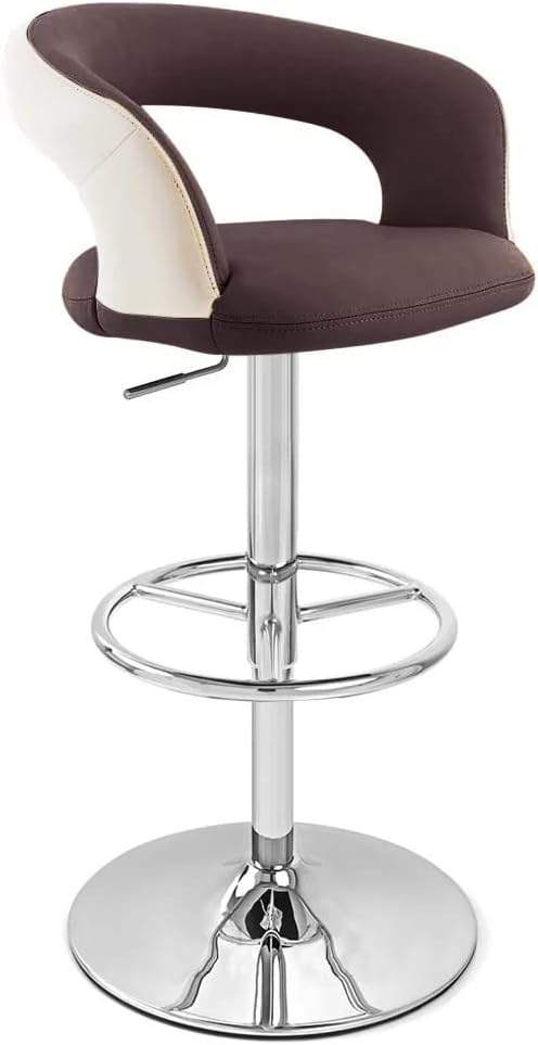 Zuri Furniture Asiento marrón con respaldo crema Monza ajustable altura giratoria sin brazos taburete de bar