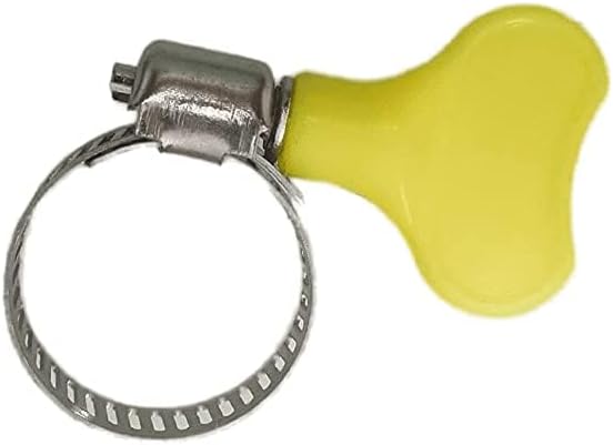 Paquete de 14 abrazaderas de manguera de acero inoxidable amarillas, abrazaderas de tornillo de pulgar ajustables, tamaño de 25″-58″ (0.394-0.630