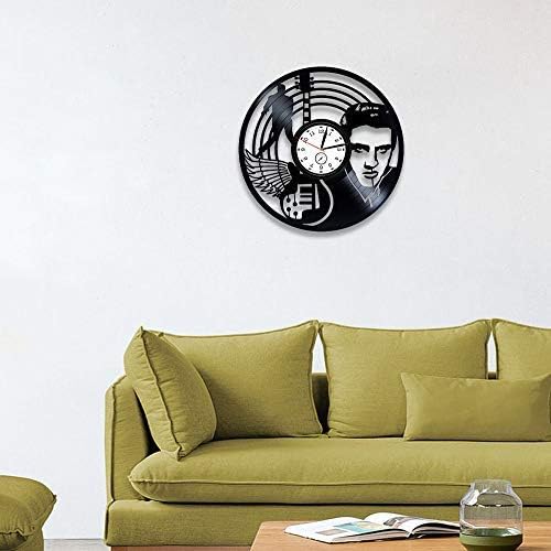 Kovides Reloj de pared de disco de vinilo de 12 pulgadas Elvis The King