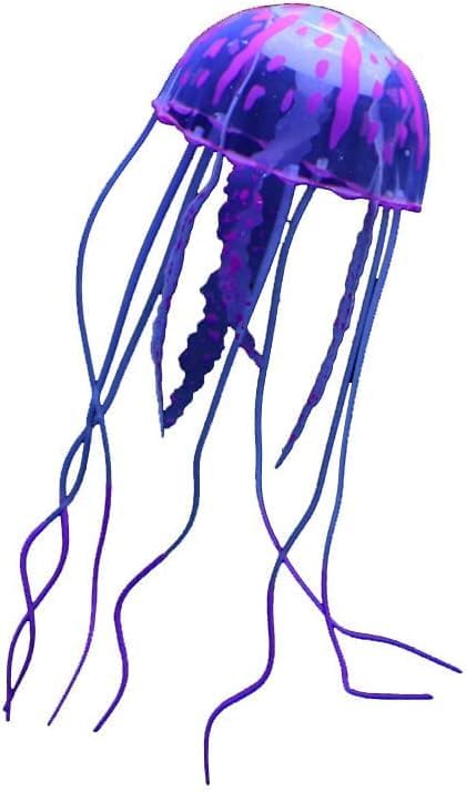 Htppzjr Medusa artificial púrpura brillante adecuada para pecera, decoración de acuario, adornos populares, decoración de acuario