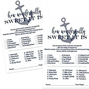 Juegos náuticos para baby shower para niños (paquete de 25) divertidas tarjetas de actividades a juego de barra de caramelo azul ballena espolvorear Juegos náuticos para baby shower para niños (paquete de 25) divertidas tarjetas de actividades a juego de barra de caramelo azul ballena espolvorear