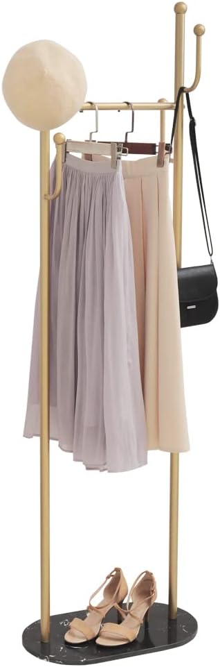Perchero para ropa con base de mármol, soporte de metal dorado para colgar ropa para dormitorio, perchero de pie, perchero resistente independiente