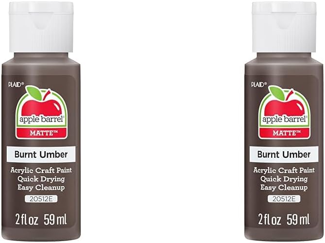 Apple Barrel Pintura acrílica en varios colores (2 onzas), 20512, Burnt Umber (paquete de 2)