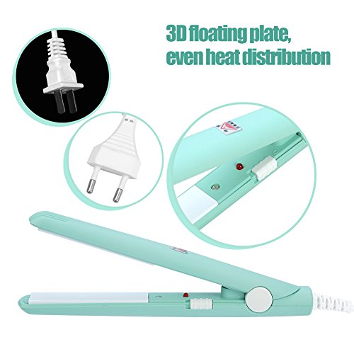 Dioche Mini plancha plana 2 en 1, mini plancha de pelo de 4 colores, plancha plana de cerámica turmalina, rizador de calefacción para salón