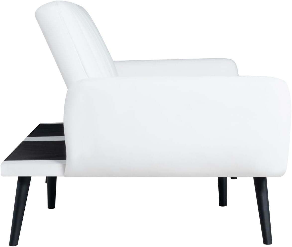 Naomi Home Raven – Sofá cama futón moderno, sofá convertible con respaldo dividido de lino para sala de estar, sofá cama moderno de mediados de