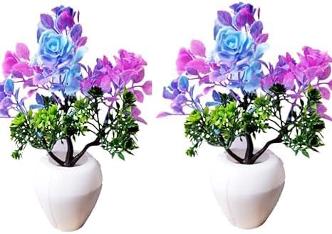 Bonsái artificial para decoración de oficina en casa (tamaño pequeño), juego de 2