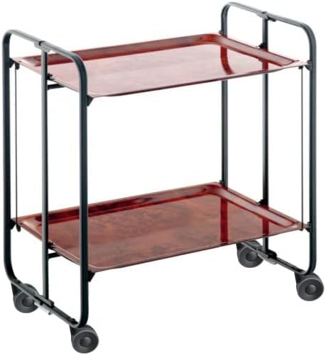 DON HIERRO – Carrito de barras, carrito de servicio plegable sobre ruedas, BAUHAUS, 2 niveles. Marco negro – Elm Burr